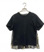 sacaiサカイ）の古着「Floral Print Cotton Jersey T-Shirt」｜ブラック