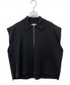 BLAMINKブラミンク）の古着「コットンミラノ14Gハーフジップニット」｜ブラック