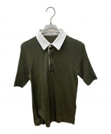 THE RERACS（ザ リラクス）の古着「ラグランニットショートスリーブポロシャツ」｜オリーブ