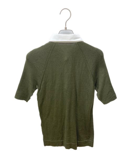 THE RERACS（ザ リラクス）THE RERACS (ザ リラクス) ラグランニットショートスリーブポロシャツ オリーブ サイズ:FREEの古着・服飾アイテム