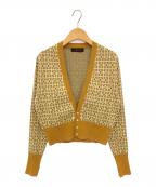 CABANキャバン）の古着「スクエアジャカードVネックカーディガン」｜イエロー