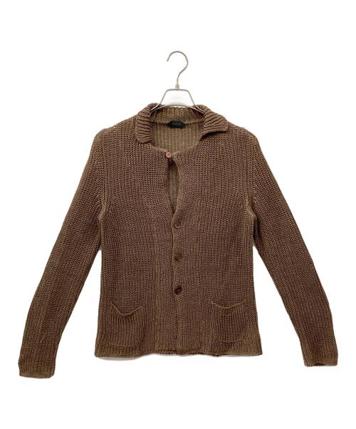 Zanone（ザノーネ）Zanone (ザノーネ) リネンカーディガン ブラウン サイズ:46の古着・服飾アイテム