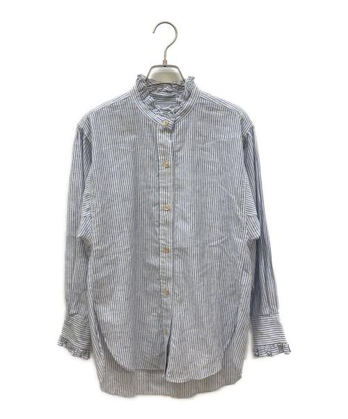 ISABEL MARANT ETOILE（イザベルマランエトワール）ISABEL MARANT ETOILE (イザベルマランエトワール) バンドカラーフリルシャツ ブルー サイズ:34の古着・服飾アイテム