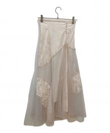 Snidel（スナイデル）の古着「レーススイッチングスカート」｜アイボリー