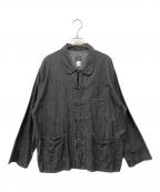 POST O'ALLSポストオーバーオールズ）の古着「チャイナボタンデニムカバーオールジャケット」｜ブラック