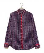 LAUREN RALPH LAURENローレンラルフローレン）の古着「総柄シャツ」｜ネイビー