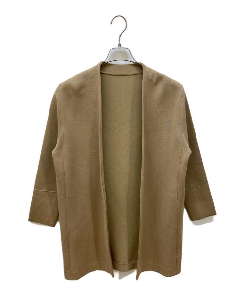 icB（アイシービー）icB (アイシービー) コットンアセテートスムース ロングニットアウター ベージュ サイズ:Sの古着・服飾アイテム