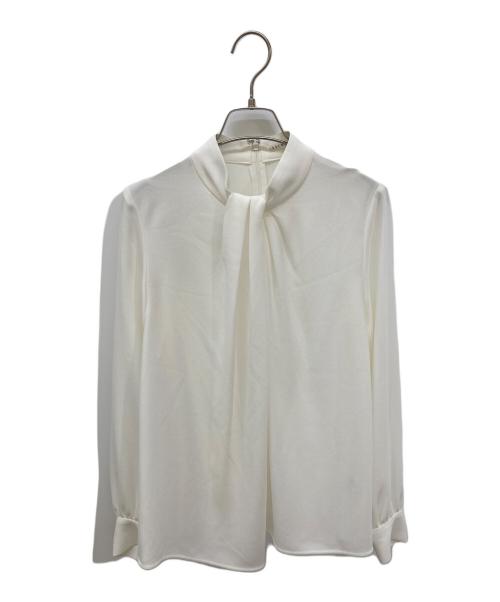 ESTNATION（エストネーション）ESTNATION (エストネーション) バックサテン タックネック ブラウス ホワイト サイズ:36の古着・服飾アイテム