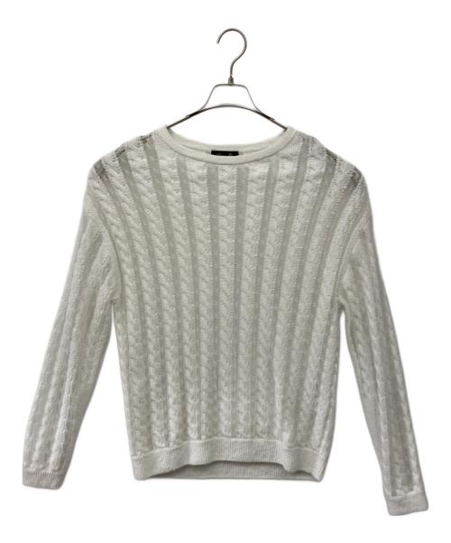 DRAWER（ドゥロワー）Drawer (ドゥロワー) レースケーブルニット ホワイト サイズ:Fの古着・服飾アイテム