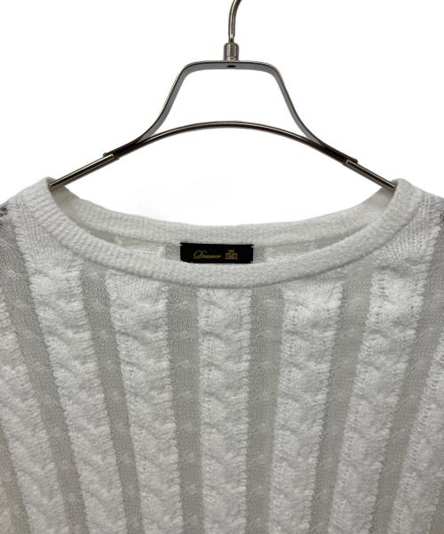 DRAWER（ドゥロワー）Drawer (ドゥロワー) レースケーブルニット ホワイト サイズ:Fの古着・服飾アイテム