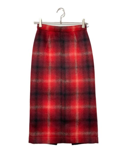 N°21（ヌメロヴェントゥーノ）N°21 (ヌメロヴェントゥーロ) チェックタイトスカート レッド サイズ:38の古着・服飾アイテム