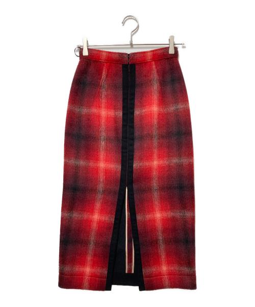 N°21（ヌメロヴェントゥーノ）N°21 (ヌメロヴェントゥーロ) チェックタイトスカート レッド サイズ:38の古着・服飾アイテム