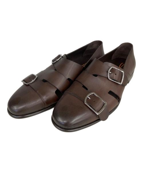 Santoni（サントーニ）Santoni (サントーニ) カーフレザーダブルモンクグルカシューズ ブラウン サイズ:SIZE9の古着・服飾アイテム
