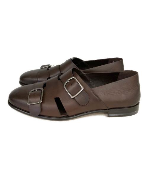 Santoni（サントーニ）Santoni (サントーニ) カーフレザーダブルモンクグルカシューズ ブラウン サイズ:SIZE9の古着・服飾アイテム
