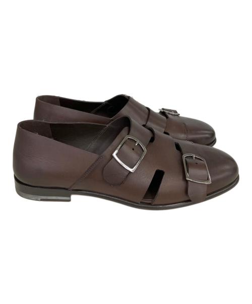 Santoni（サントーニ）Santoni (サントーニ) カーフレザーダブルモンクグルカシューズ ブラウン サイズ:SIZE9の古着・服飾アイテム