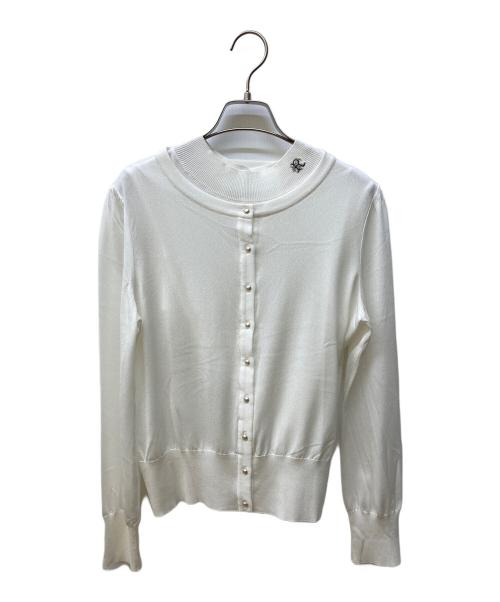 Rene（ルネ）Rene (ルネ) パール釦ロゴ刺繍アンサンブルカーディガン ホワイト サイズ:38の古着・服飾アイテム