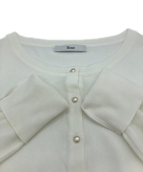 Rene（ルネ）Rene (ルネ) パール釦ロゴ刺繍アンサンブルカーディガン ホワイト サイズ:38の古着・服飾アイテム