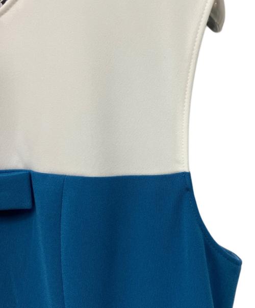 Rene（ルネ）Rene (ルネ) バイカラーリボンノースリーブワンピース ブルー サイズ:38の古着・服飾アイテム