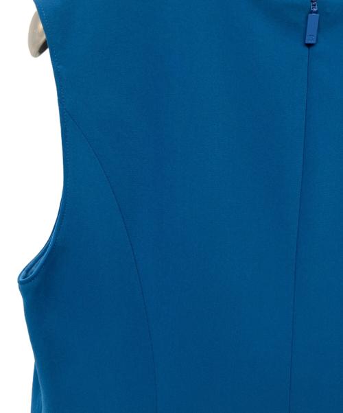 Rene（ルネ）Rene (ルネ) バイカラーリボンノースリーブワンピース ブルー サイズ:38の古着・服飾アイテム