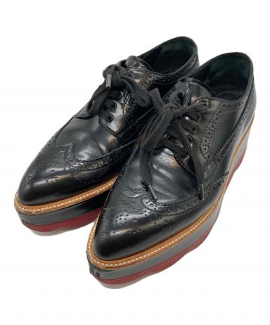 中古・古着通販】PRADA (プラダ) ウィングチップシューズ ブラック 中古・古着通販】PRADA (プラダ) ウィングチップシューズ ブラック