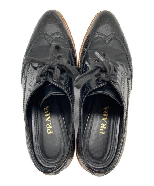 PRADA（プラダ）PRADA (プラダ) ウィングチップシューズ ブラック サイズ:38の古着・服飾アイテム