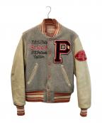 STYLE EYESスタイルアイズ）の古着「レザースリーブ切替スタジャン」｜グレー