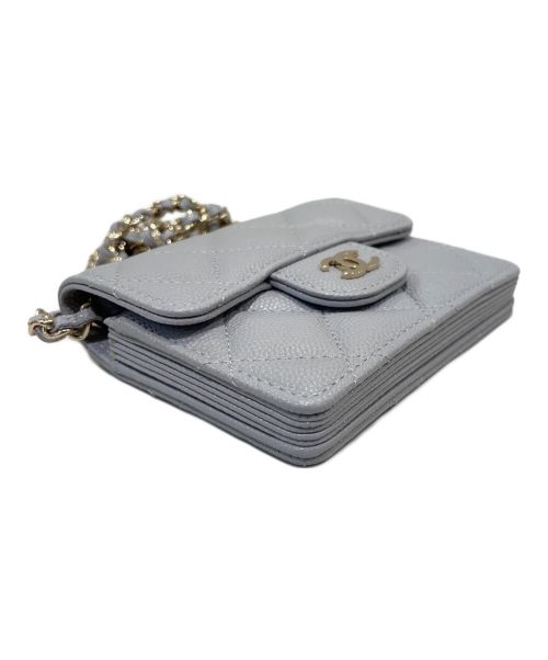 CHANEL（シャネル）CHANEL (シャネル) マトラッセ カードケース チェーンウォレット グレーの古着・服飾アイテム