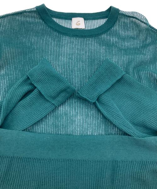 6(ROKU) BEAUTY&YOUTH（ロク ビューティーアンドユース）6(ROKU) BEAUTY&YOUTH (ロク ビューティーアンドユース) SUKE STRIPE CREW NECK PULLOVER グリーン サイズ:FREEの古着・服飾アイテム
