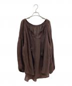 FRAMeWORKフレームワーク）の古着「リネンガーゼブラウス」｜ブラウン