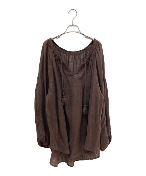 FRAMeWORK（フレームワーク）FRAMeWORK (フレームワーク) リネンガーゼブラウス ブラウン サイズ:Freeの古着・服飾アイテム