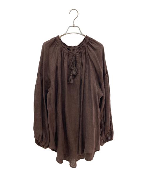 FRAMeWORK（フレームワーク）FRAMeWORK (フレームワーク) リネンガーゼブラウス ブラウン サイズ:Freeの古着・服飾アイテム