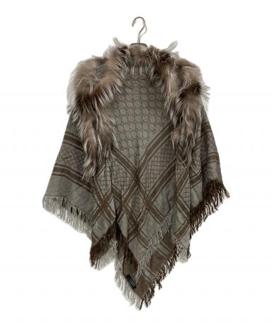 中古・古着通販】GUCCI (グッチ) FOXファー付ウールシルクストール