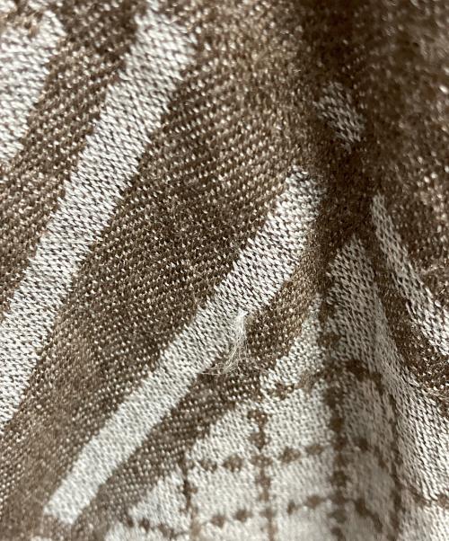 GUCCI（グッチ）GUCCI (グッチ) FOXファー付ウールシルクストール グレー×ブラウンの古着・服飾アイテム