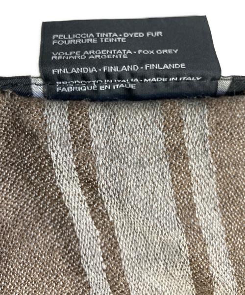 GUCCI（グッチ）GUCCI (グッチ) FOXファー付ウールシルクストール グレー×ブラウンの古着・服飾アイテム