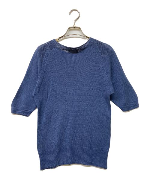 MARGARET HOWELL（マーガレットハウエル）MARGARET HOWELL (マーガレットハウエル) S/S リネンブレンドミドルゲージニット ブルー サイズ:2の古着・服飾アイテム