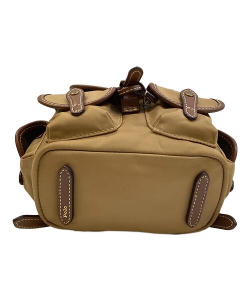 POLO RALPH LAUREN（ポロ・ラルフローレン）POLO RALPH LAUREN (ポロ・ラルフローレン) レザートリム ツイル Bellport バックパック ブラウン×キャメルの古着・服飾アイテム