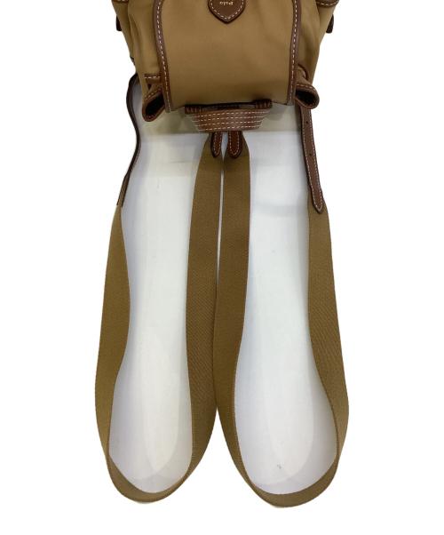 POLO RALPH LAUREN（ポロ・ラルフローレン）POLO RALPH LAUREN (ポロ・ラルフローレン) レザートリム ツイル Bellport バックパック ブラウン×キャメルの古着・服飾アイテム