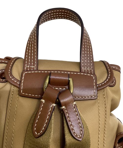 POLO RALPH LAUREN（ポロ・ラルフローレン）POLO RALPH LAUREN (ポロ・ラルフローレン) レザートリム ツイル Bellport バックパック ブラウン×キャメルの古着・服飾アイテム