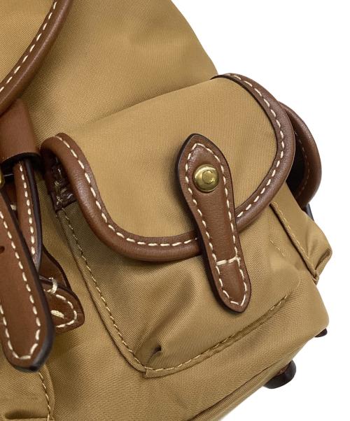 POLO RALPH LAUREN（ポロ・ラルフローレン）POLO RALPH LAUREN (ポロ・ラルフローレン) レザートリム ツイル Bellport バックパック ブラウン×キャメルの古着・服飾アイテム