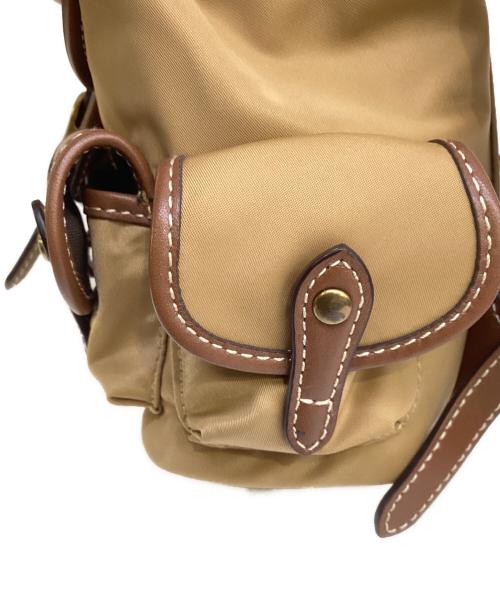 POLO RALPH LAUREN（ポロ・ラルフローレン）POLO RALPH LAUREN (ポロ・ラルフローレン) レザートリム ツイル Bellport バックパック ブラウン×キャメルの古着・服飾アイテム