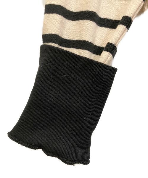 Traditional Weatherwear（トラディショナルウェザーウェア）Traditional Weatherwear (トラディショナルウェザーウェア) バックボタンクルーネックプルオーバー ホワイト×ブラック サイズ:Sの古着・服飾アイテム