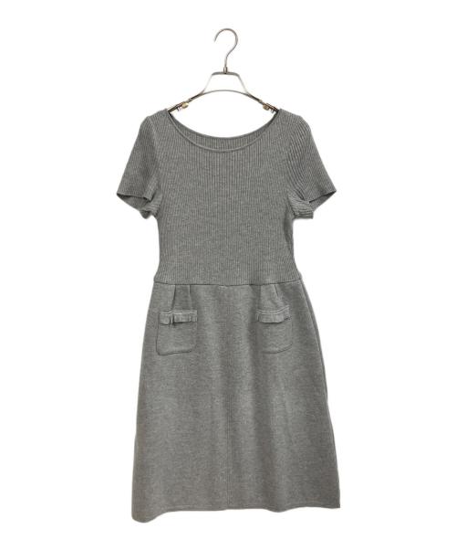 FOXEY（フォクシー）FOXEY (フォクシー) 半袖ニットワンピース グレー サイズ:40の古着・服飾アイテム