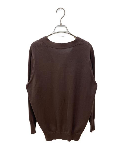 L'appartement（アパルトモン）L'appartement (アパルトモン) コットンシルクＶネックカーディガン ブラウン サイズ:FREEの古着・服飾アイテム