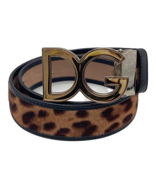 DOLCE & GABBANA（ドルチェ＆ガッバーナ）DOLCE & GABBANA (ドルチェ＆ガッバーナ) レオパードレザーベルト ブラックの古着・服飾アイテム