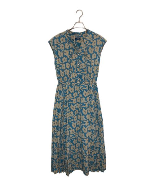 SHIPS（シップス）SHIPS (シップス) 花柄 サイド プリーツ フレンチスリーブ ワンピース ブルー サイズ:Mの古着・服飾アイテム
