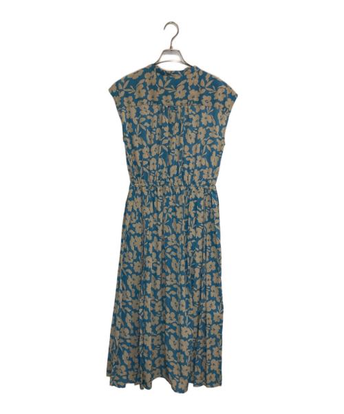 SHIPS（シップス）SHIPS (シップス) 花柄 サイド プリーツ フレンチスリーブ ワンピース ブルー サイズ:Mの古着・服飾アイテム