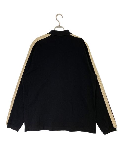 Palm Angels（パーム エンジェルス）Palm Angels (パーム エンジェルス) MONOGRAM PIQUET POLO TRACK SHIRT ブラック サイズ:Lの古着・服飾アイテム