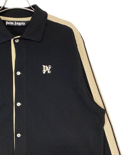 Palm Angels（パーム エンジェルス）Palm Angels (パーム エンジェルス) MONOGRAM PIQUET POLO TRACK SHIRT ブラック サイズ:Lの古着・服飾アイテム