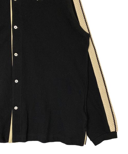 Palm Angels（パーム エンジェルス）Palm Angels (パーム エンジェルス) MONOGRAM PIQUET POLO TRACK SHIRT ブラック サイズ:Lの古着・服飾アイテム