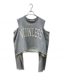 NOUNLESS（ナウンレス）の古着「カットオフロゴスウェット」｜ライトグレー